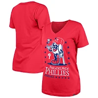 T-shirt col V Little Miss 2 rouge New Era pour femme des Philadelphia Phillies