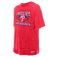 T-shirt oversize délavé minéral rouge des Philadelphia Phillies pour femme de New Era