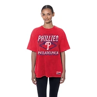 T-shirt oversize délavé minéral rouge des Philadelphia Phillies pour femme de New Era