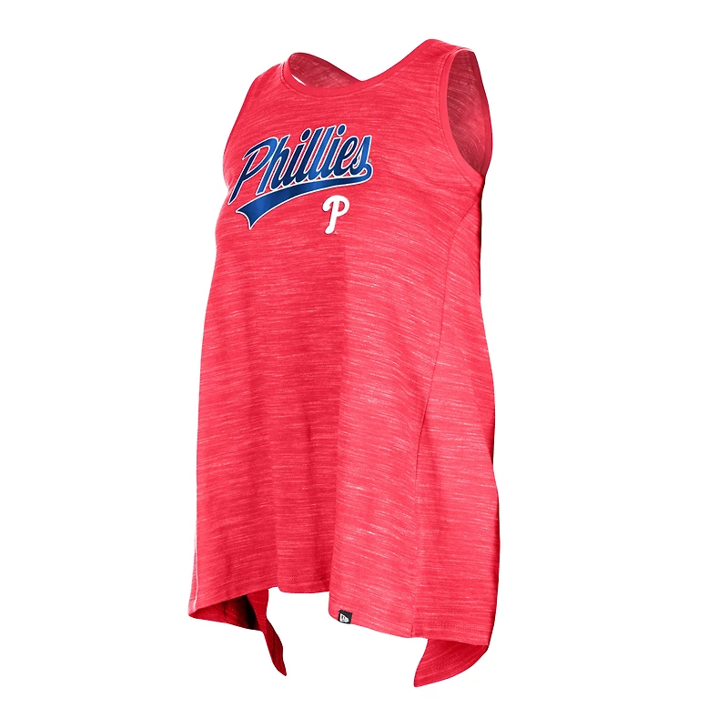 Débardeur actif rouge Space-Dye des Phillies de Philadelphie New Era pour femme