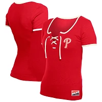Women's New Era Red Philadelphia Phillies Throwback Lace Up T-Shirt