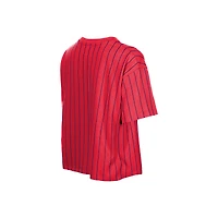 T-shirt New Era rouge Philadelphia Phillies Throwback à rayures et dos carré pour femme