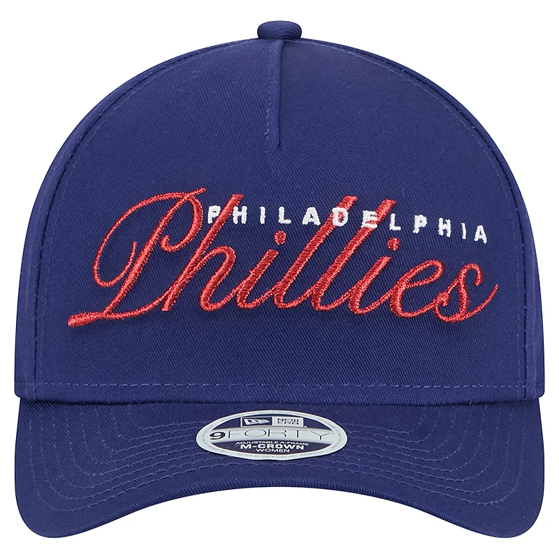 Women's New Era Royal Philadelphia Phillies Metallic A-Frame 9FORTY Adjustable Hat