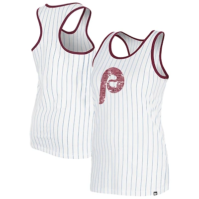 Women's New Era White Philadelphia Phillies Gameday Pinstripe Tank Top