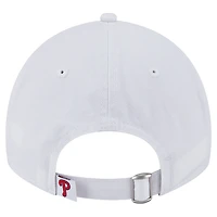 Casquette ajustable New Era blanche pour femme, fan de l'équipe des Phillies de Philadelphie, modèle 9TWENTY