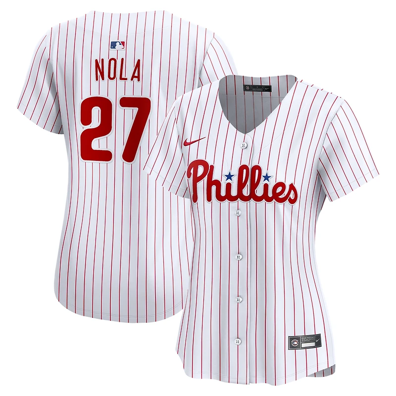 Maillot Nike Aaron Nola blanc pour femme, édition limitée, domicile des Philadelphia Phillies
