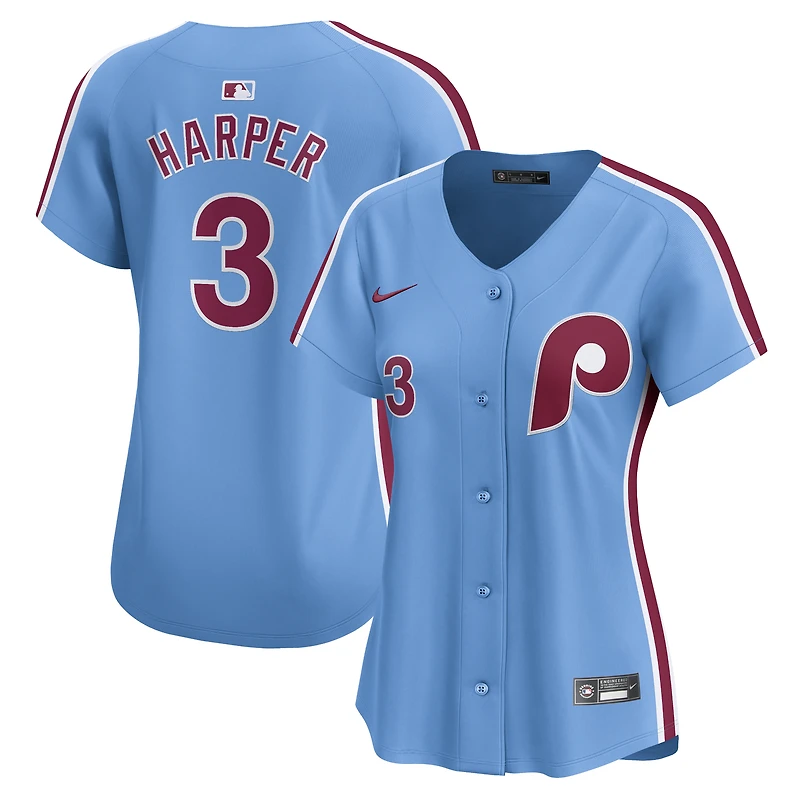 Maillot Nike Bryce Harper pour femme, joueur alternatif limité des Phillies de Philadelphie, bleu