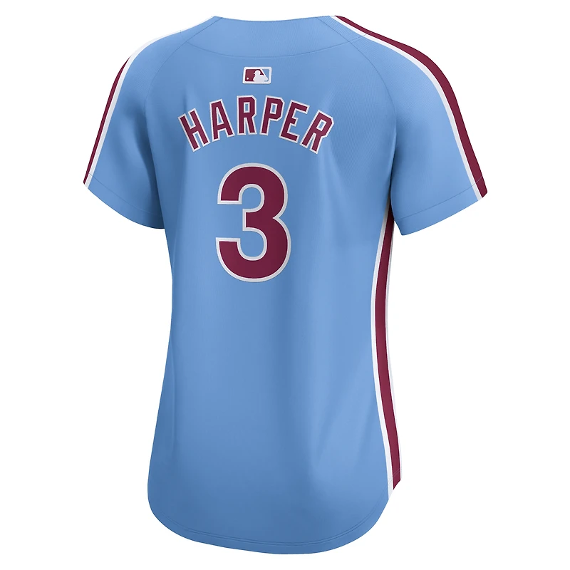 Maillot Nike Bryce Harper pour femme, joueur alternatif limité des Phillies de Philadelphie, bleu