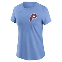 T-shirt Nike Bryce Harper bleu clair pour femme avec nom et numéro Fuse des Philadelphia Phillies