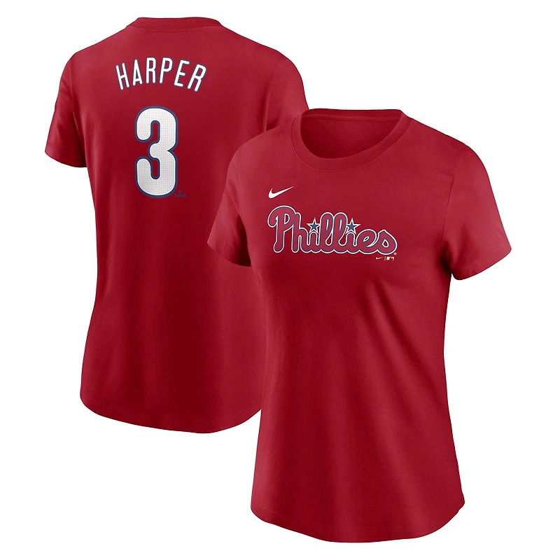T-shirt Nike Bryce Harper rouge Philadelphia Phillies Cooperstown Collection Fuse avec nom et numéro pour femme