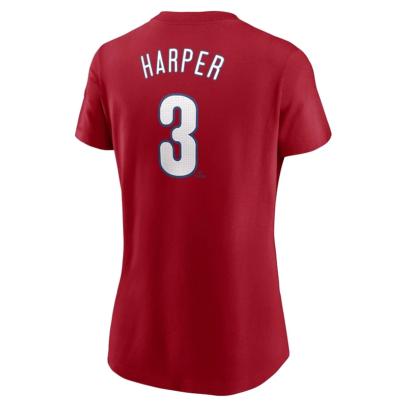 T-shirt Nike Bryce Harper rouge Philadelphia Phillies Cooperstown Collection Fuse avec nom et numéro pour femme