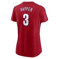 T-shirt Nike Bryce Harper rouge Philadelphia Phillies Cooperstown Collection Fuse avec nom et numéro pour femme