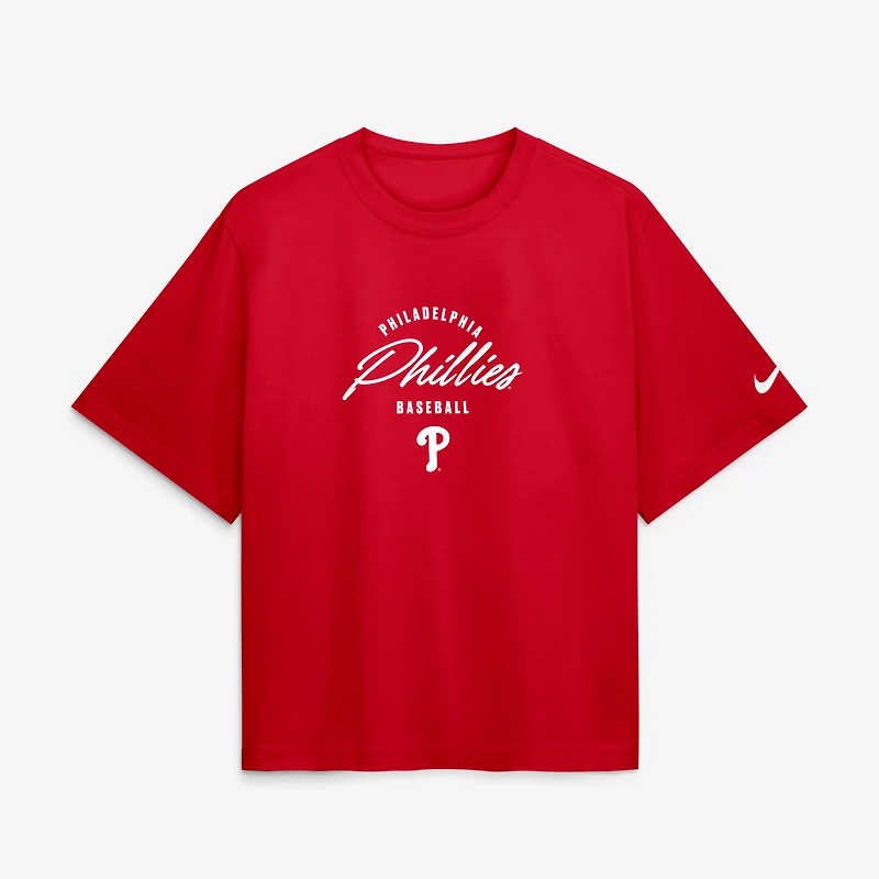 Women's Nike Bryce Harper Red Philadelphia Phillies Premium Essentials Boxy Name & Number T-Shirt