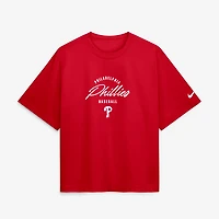 Women's Nike Bryce Harper Red Philadelphia Phillies Premium Essentials Boxy Name & Number T-Shirt