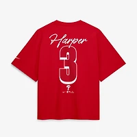 Women's Nike Bryce Harper Red Philadelphia Phillies Premium Essentials Boxy Name & Number T-Shirt