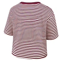 Women's Nike Burgundy/Cream Philadelphia Phillies Cooperstown Collection Striped Cropped T-Shirt