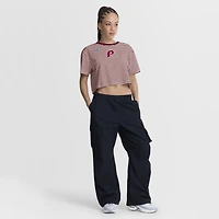 Women's Nike Burgundy/Cream Philadelphia Phillies Cooperstown Collection Striped Cropped T-Shirt