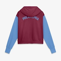 Women's Nike Burgundy/Light Blue Philadelphia Phillies Cooperstown Collection Cropped Full-Zip Hoodie