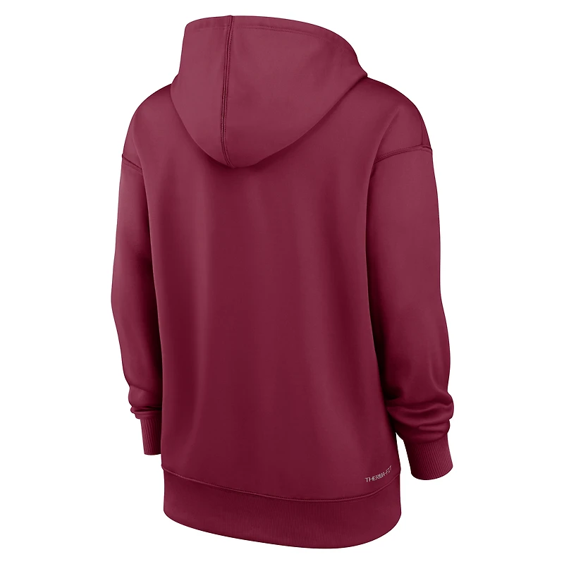 Women's Nike Burgundy Philadelphia Phillies Authentic Collection Lockup Alternate Logo Therma Hoodie