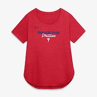 Women's Nike Heather Red Philadelphia Phillies Arched Tri-Blend T-Shirt