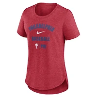 Women's Nike Heather Red Philadelphia Phillies Local Phrase Scoop Neck Tri-Blend T-Shirt