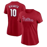 T-shirt Nike J.T. Realmuto rouge Philadelphia Phillies Fuse avec nom et numéro pour femme