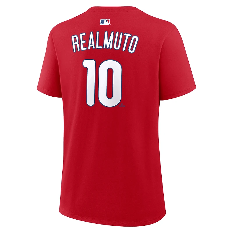 T-shirt Nike J.T. Realmuto rouge Philadelphia Phillies pour femme, avec nom et numéro