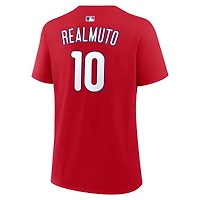 T-shirt Nike J.T. Realmuto rouge Philadelphia Phillies pour femme, avec nom et numéro