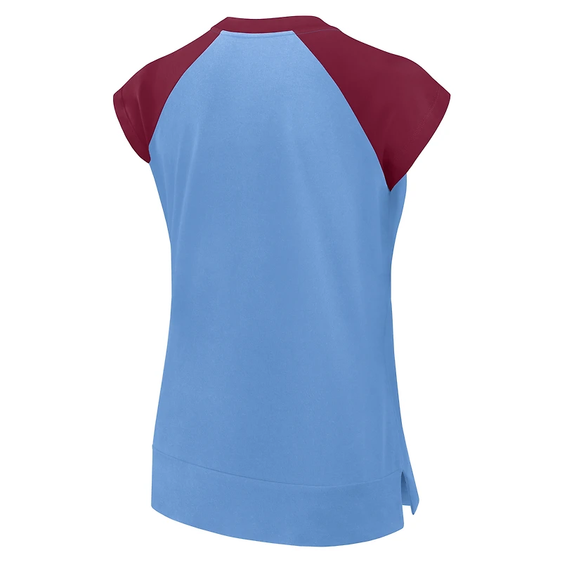 Women's Nike Light Blue/Burgundy Philadelphia Phillies Cooperstown Collection Raglan Dri-FIT T-Shirt