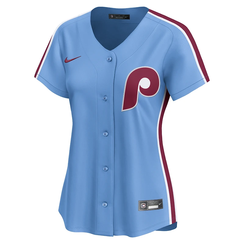 Maillot Nike bleu clair pour femme des Philadelphia Phillies, édition limitée alternative