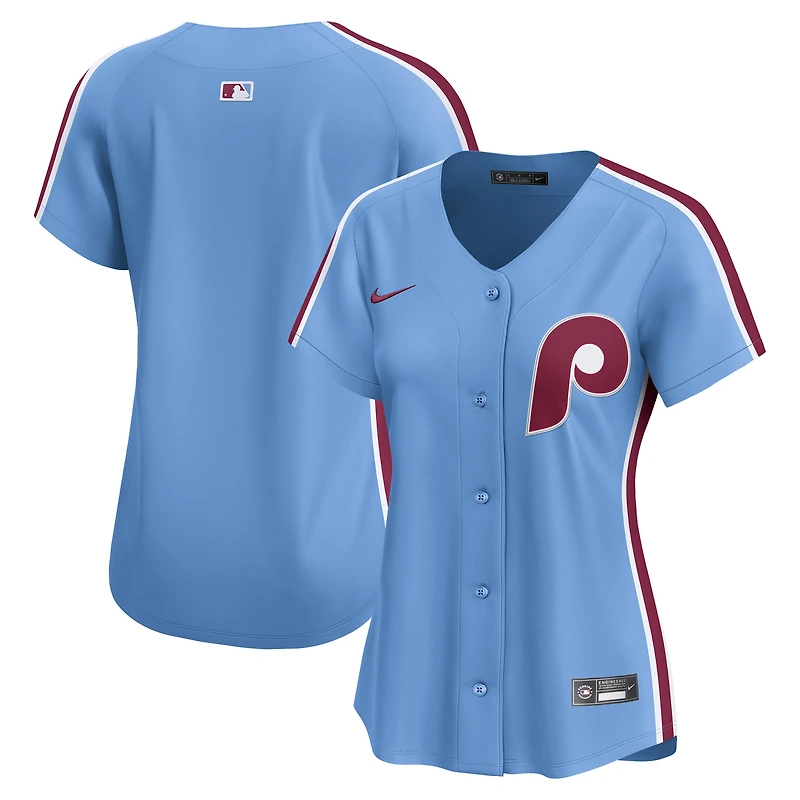 Maillot Nike bleu clair pour femme des Philadelphia Phillies, édition limitée alternative
