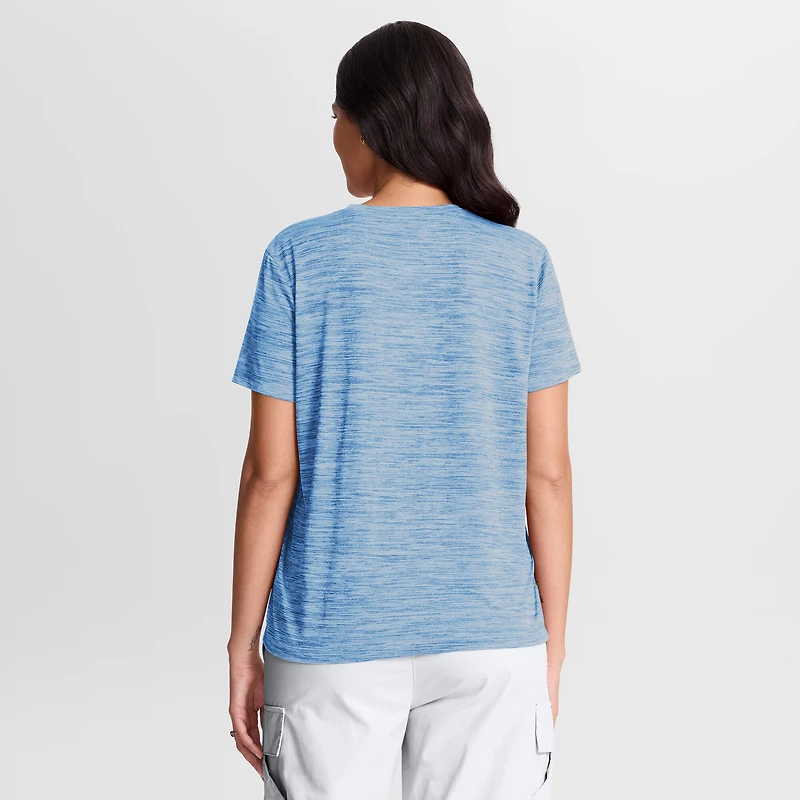 T-shirt Nike Velocity Dri-FIT pour femme, bleu clair, collection authentique Philadelphia Phillies, logo alternatif
