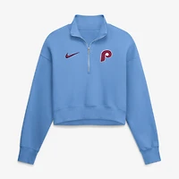 Women's Nike Light Blue Philadelphia Phillies Primetime Phoenix Fleece Half-Zip Sweatshirt