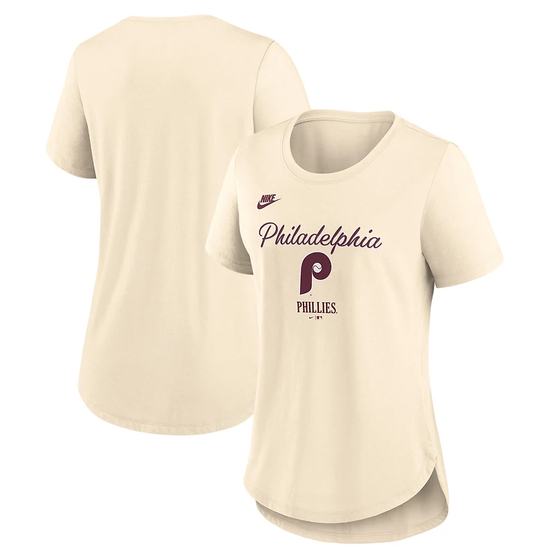 Women's Nike Natural Philadelphia Phillies Cooperstown Collection Tri-Blend T-Shirt