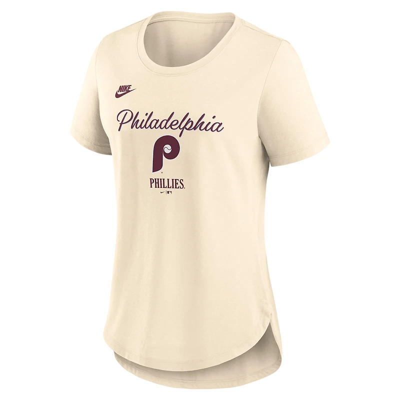 Women's Nike Natural Philadelphia Phillies Cooperstown Collection Tri-Blend T-Shirt
