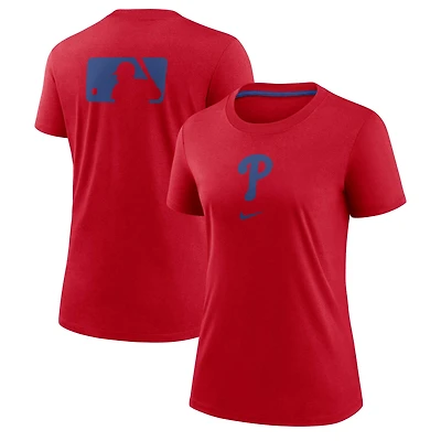 T-shirt Nike rouge Philadelphia Phillies Authentic Collection Early Work Tri-Blend pour femme