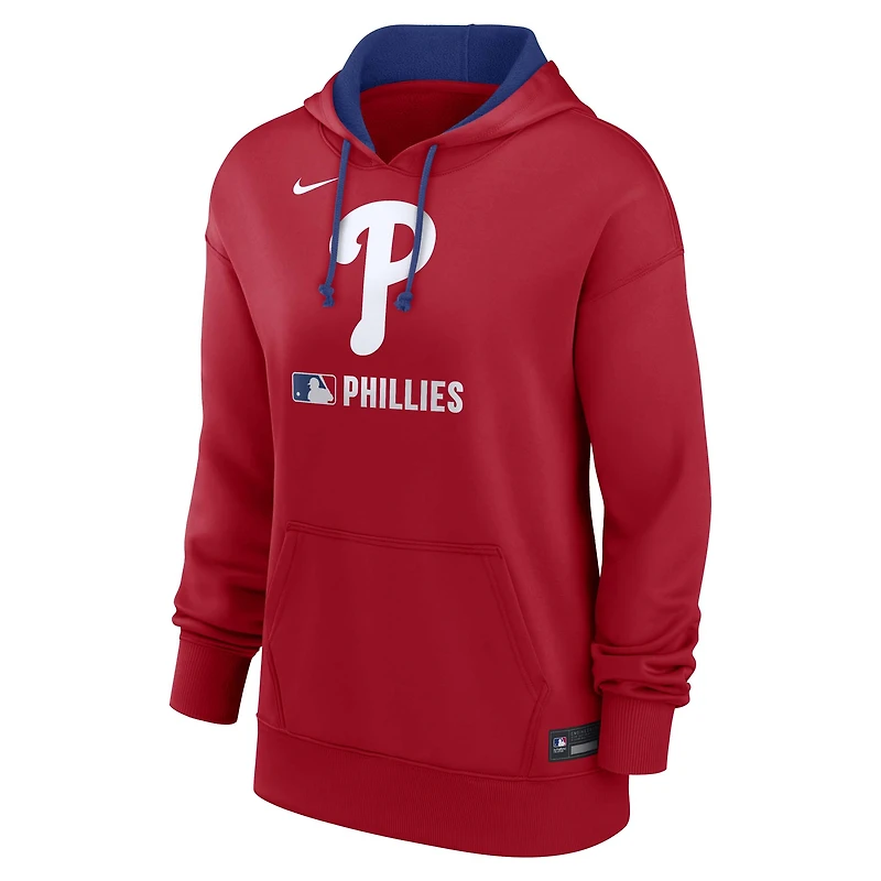 Sweat à capuche Nike rouge Philadelphia Phillies Authentic Collection Therma pour femme