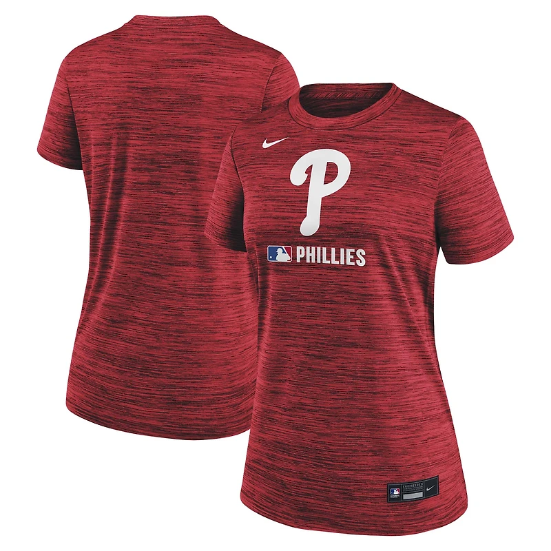 T-shirt Nike rouge pour femme Philadelphia Phillies Authentic Collection Velocity Dri-FIT