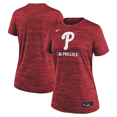 T-shirt Nike rouge Philadelphia Phillies Authentic Collection Velocity Performance pour femme