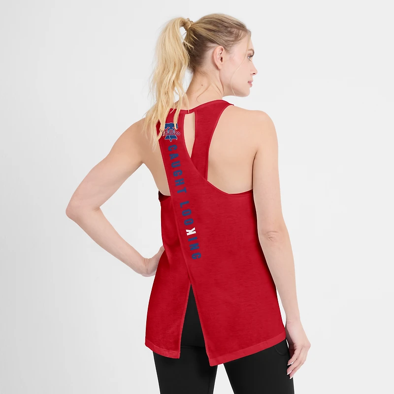 Débardeur Nike rouge Philadelphia Phillies à dos ouvert et croisé Dri-FIT pour femme