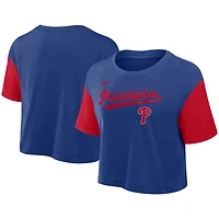 T-shirt court Nike Performance Royal/Red Philadelphia Phillies pour femme