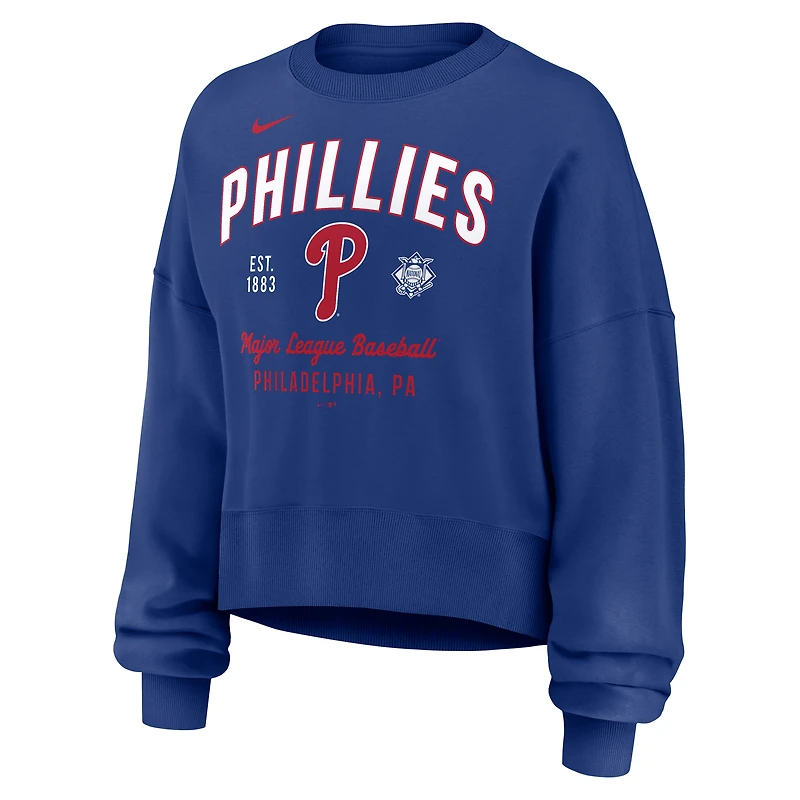 Sweat-shirt oversize à manches longues Nike Royal Philadelphia Phillies pour femme