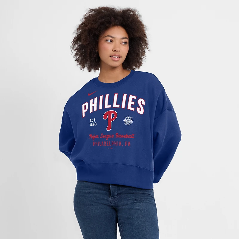 Sweat-shirt oversize à manches longues Nike Royal Philadelphia Phillies pour femme