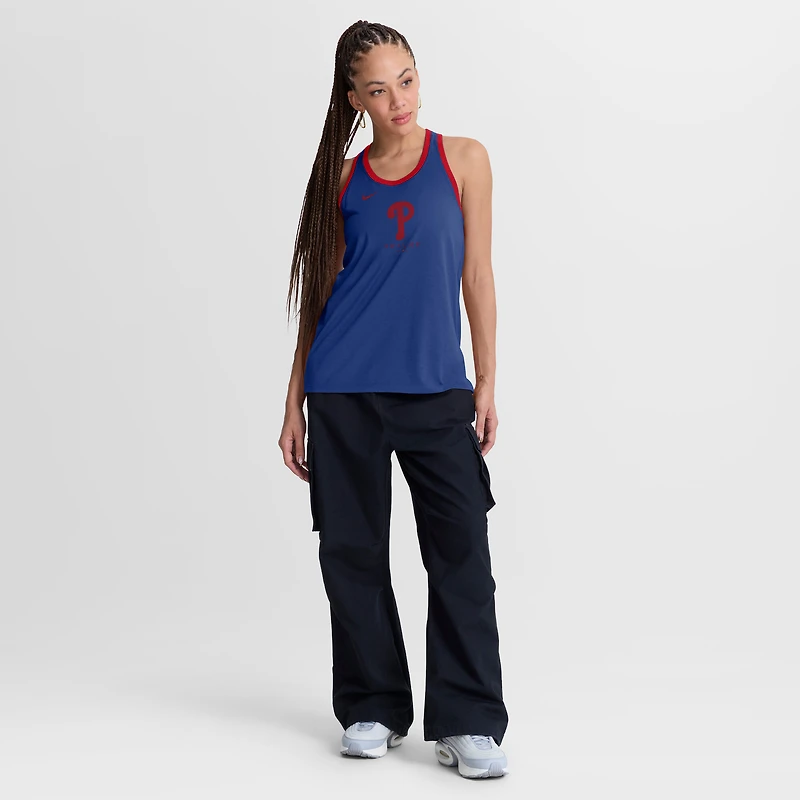 Women's Nike Royal Philadelphia Phillies Tri-Blend Dri-FIT Racerback Tank Top