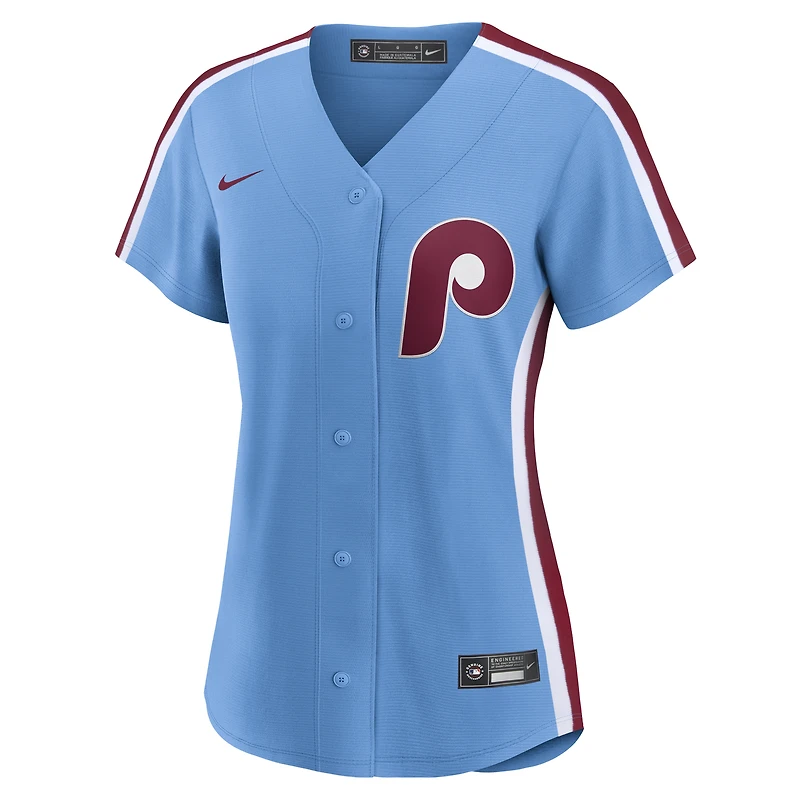 Maillot Nike Ryan Howard bleu clair pour femme, réplique des Philadelphia Phillies