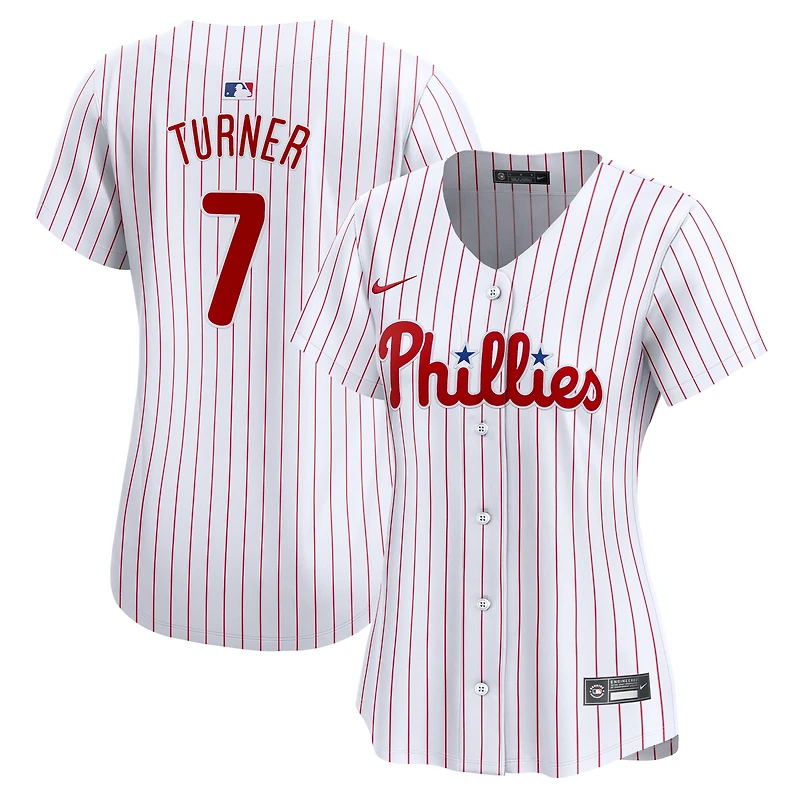 Maillot de joueur Nike Trea Turner blanc pour femme des Phillies Philadelphie Domicile Limité