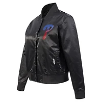 Women's Pro Standard Black Philadelphia Phillies Rhinestone Satin Full-Snap Jacket