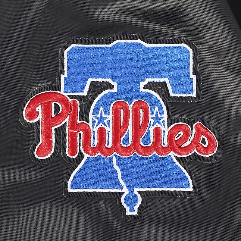 Veste à boutons-pression en satin strass noir Pro Standard des Philadelphia Phillies pour femme