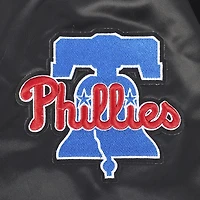 Veste à boutons-pression en satin strass noir Pro Standard des Philadelphia Phillies pour femme