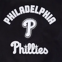 Women's Pro Standard Black Philadelphia Phillies Pearls Rib Wool Full-Zip Varsity Jacket